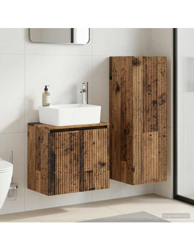 Set di mobili per il bagno 2 pz Legno antico 33 x 34,5 x 100 cm