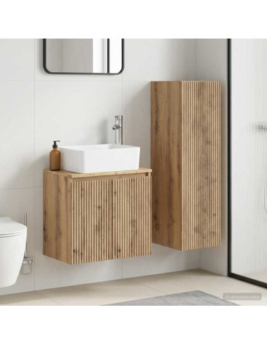 Set di mobili per il bagno 2 pz Rovere Artigianale