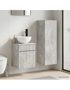 Set di mobili per il bagno 2 pz Grigio Cemento