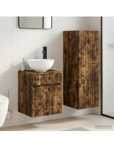 Set di mobili per il bagno 2 pz Rovere Fumo 33 x 34,5 x 100 cm