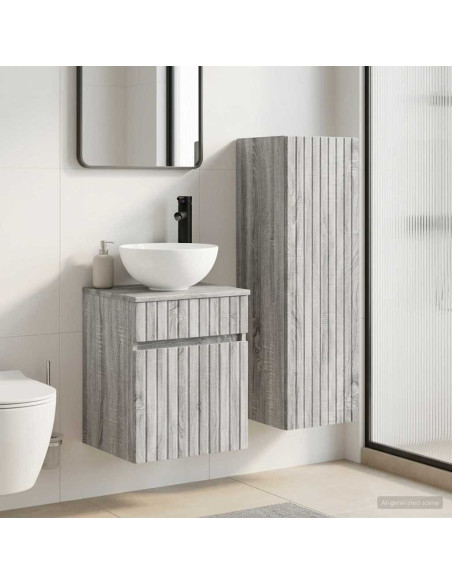 Set di mobili per il bagno 2 pz Sonoma grigio