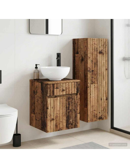 Set di mobili per il bagno 2 pz Legno antico 33 x 34,5 x 100 cm