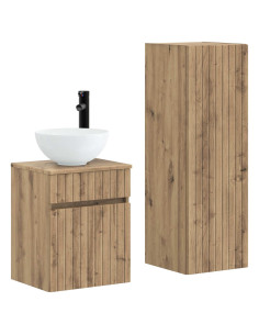 Set di mobili per il bagno 2 pz Rovere Artigianale