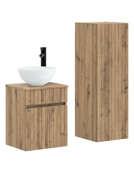 Set di mobili per il bagno 2 pz Rovere Artigianale