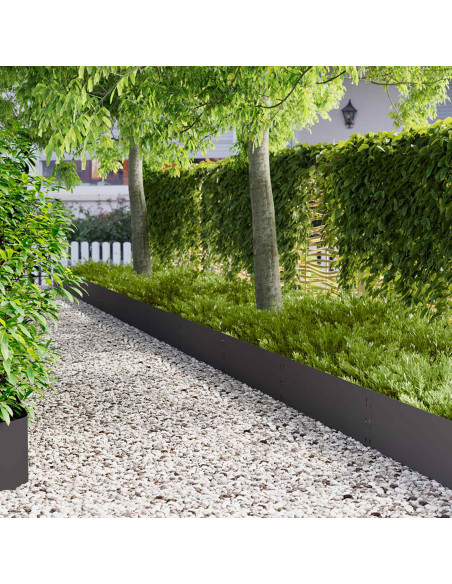 Bordura per Prato 20 pz 100 x 30 cm Acciaio Nero