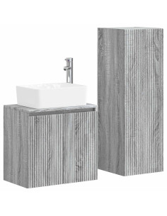 Set di mobili per il bagno 2 pz Sonoma grigio 2