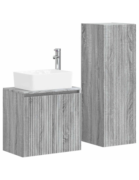 Set di mobili per il bagno 2 pz Sonoma grigio