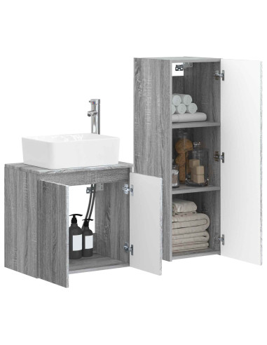 Set di mobili per il bagno 2 pz Sonoma grigio