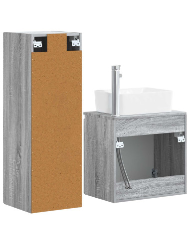 Set di mobili per il bagno 2 pz Sonoma grigio