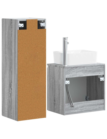Set di mobili per il bagno 2 pz Sonoma grigio
