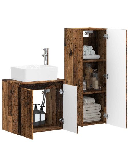 Set di mobili per il bagno 2 pz Legno antico 33 x 34,5 x 100 cm