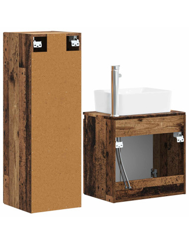 Set di mobili per il bagno 2 pz Legno antico 33 x 34,5 x 100 cm