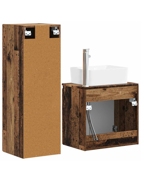 Set di mobili per il bagno 2 pz Legno antico 33 x 34,5 x 100 cm