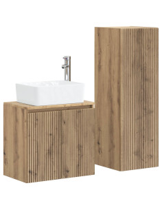 Set di mobili per il bagno 2 pz Rovere Artigianale 2