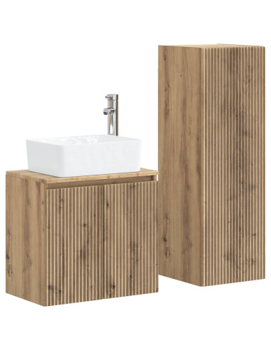 Set di mobili per il bagno 2 pz Rovere Artigianale