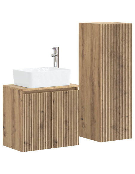 Set di mobili per il bagno 2 pz Rovere Artigianale