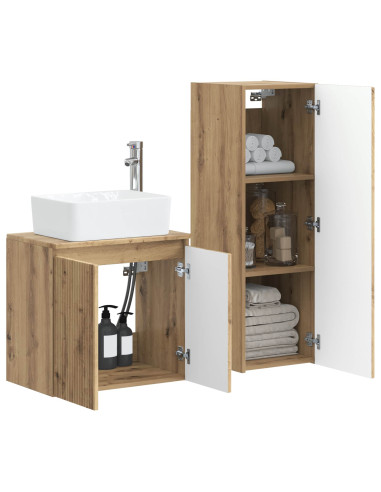 Set di mobili per il bagno 2 pz Rovere Artigianale