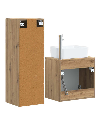 Set di mobili per il bagno 2 pz Rovere Artigianale