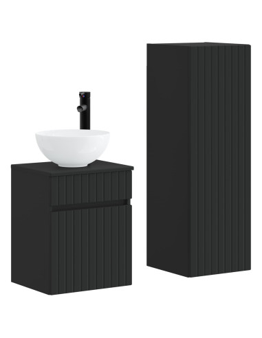 Set di mobili per il bagno 2 pz Nero 33 x 34,5 x 100 cm