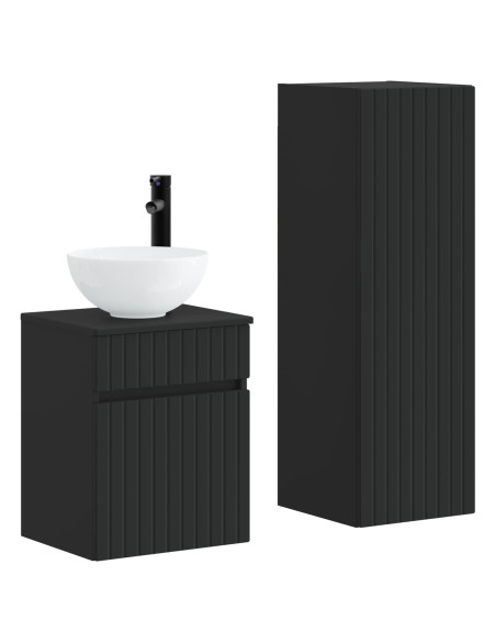 Set di mobili per il bagno 2 pz Nero 33 x 34,5 x 100 cm