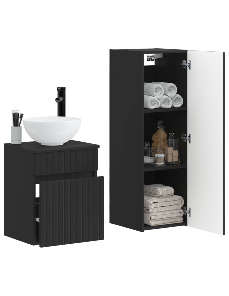 Set di mobili per il bagno 2 pz Nero 33 x 34,5 x 100 cm