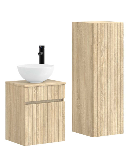 Set di mobili per il bagno 2 pz Rovere Sonoma