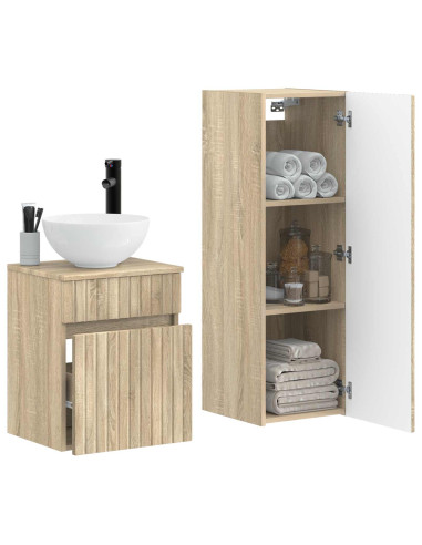 Set di mobili per il bagno 2 pz Rovere Sonoma