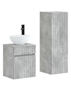 Set di mobili per il bagno 2 pz Grigio Cemento 2
