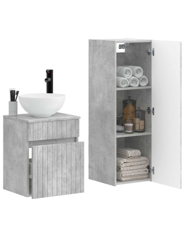 Set di mobili per il bagno 2 pz Grigio Cemento
