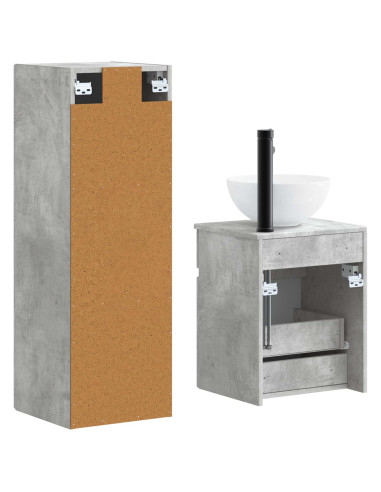 Set di mobili per il bagno 2 pz Grigio Cemento