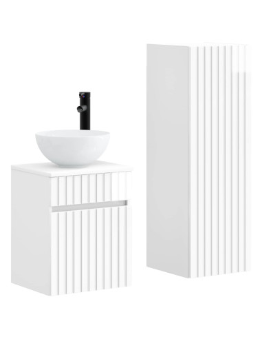 Set di mobili per il bagno 2 pz Bianco Lucido
