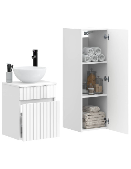 Set di mobili per il bagno 2 pz Bianco Lucido