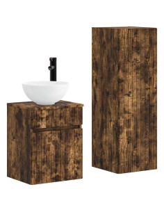 Set di mobili per il bagno 2 pz Rovere Fumo 33 x 34,5 x 100 cm 2