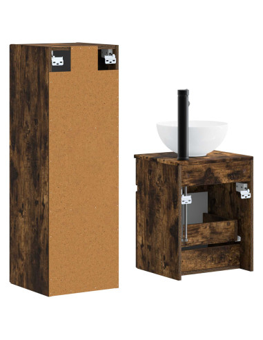 Set di mobili per il bagno 2 pz Rovere Fumo 33 x 34,5 x 100 cm