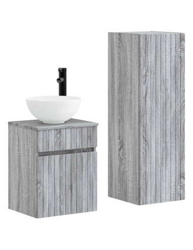 Set di mobili per il bagno 2 pz Sonoma grigio