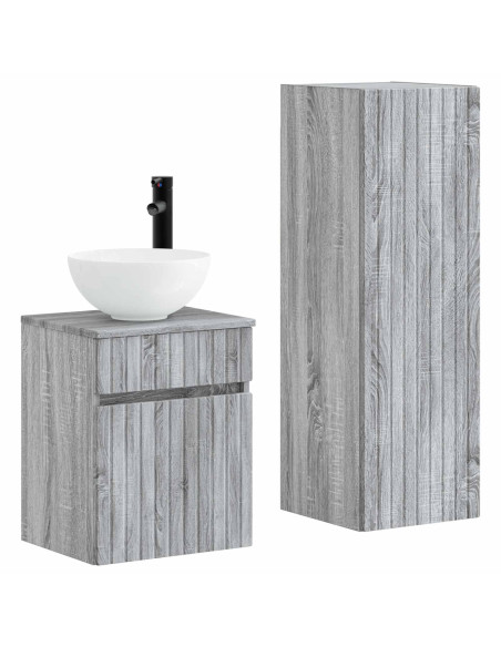 Set di mobili per il bagno 2 pz Sonoma grigio