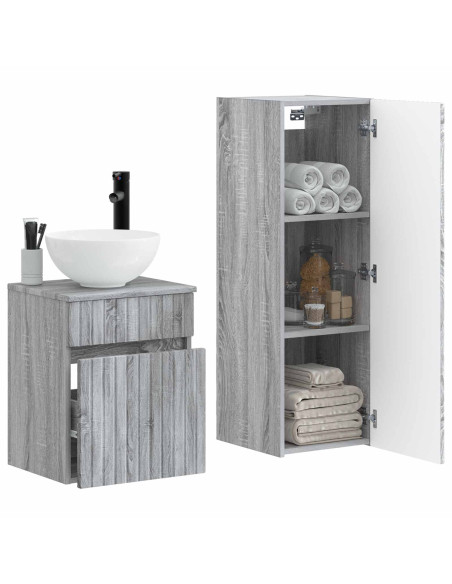 Set di mobili per il bagno 2 pz Sonoma grigio