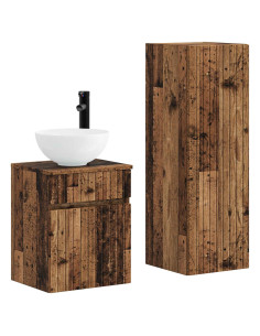 Set di mobili per il bagno 2 pz Legno antico 33 x 34,5 x 100 cm 2