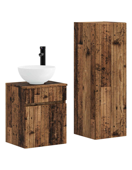 Set di mobili per il bagno 2 pz Legno antico 33 x 34,5 x 100 cm
