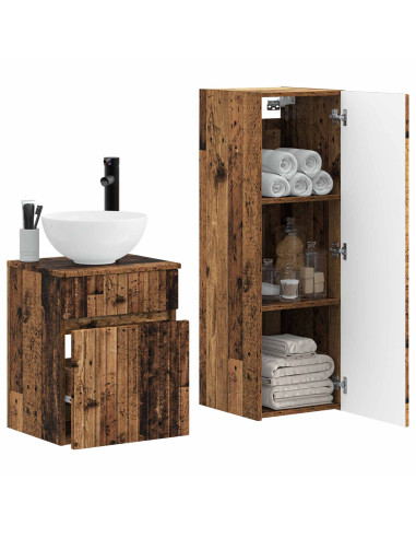 Set di mobili per il bagno 2 pz Legno antico 33 x 34,5 x 100 cm