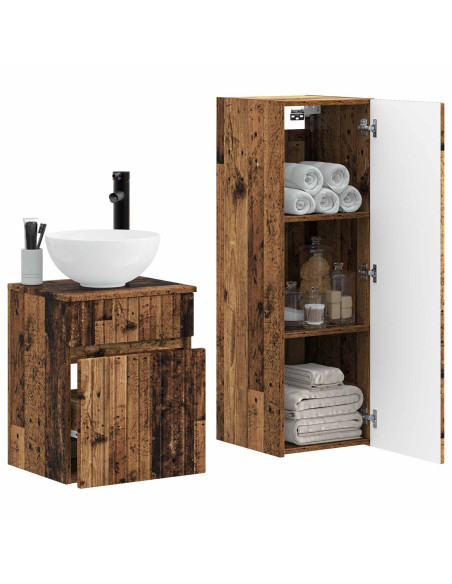 Set di mobili per il bagno 2 pz Legno antico 33 x 34,5 x 100 cm