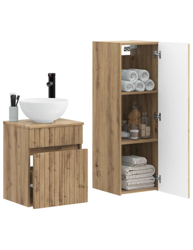 Set di mobili per il bagno 2 pz Rovere Artigianale
