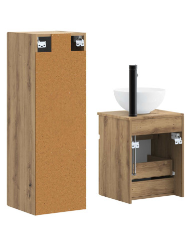 Set di mobili per il bagno 2 pz Rovere Artigianale