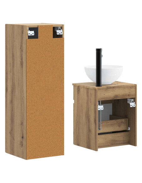 Set di mobili per il bagno 2 pz Rovere Artigianale