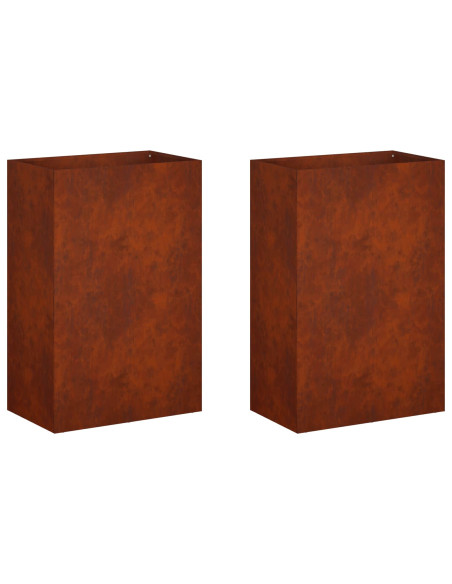 Vaso da giardino 2 pz Ruggine 40 x 30 x 75 cm Acciaio Corten