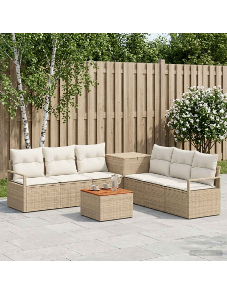 Set di divani 8 pz Beige e Bianco Crema