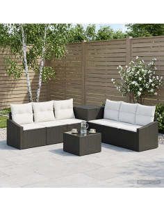Set di divani 8 pz Nero e Bianco Crema