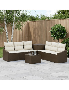Set di divani 8 pz Marrone e Bianco Crema