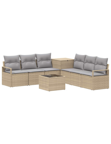 Set di divani 8 pz Beige e Grigio Chiaro