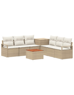 Set di divani 8 pz Beige e Bianco Crema 2